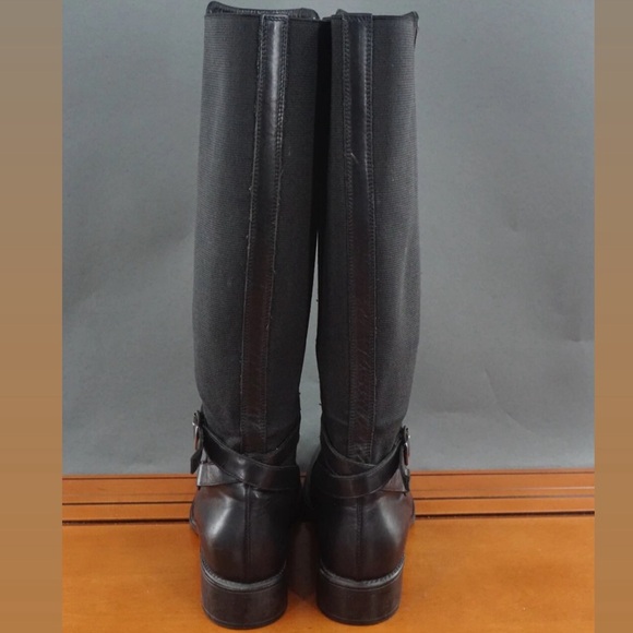 Aquatalia Shoes Black Leather Pull On Zip Knee High Boots - Picture 3 of 13